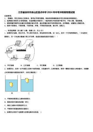 江苏省徐州市泉山区重点中学2024年中考冲刺卷物理试题含解析.doc