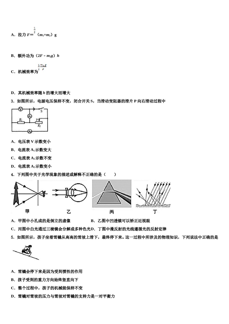 江苏省扬州市教育科研究院2024届毕业升学考试模拟卷物理卷含解析.doc_第2页