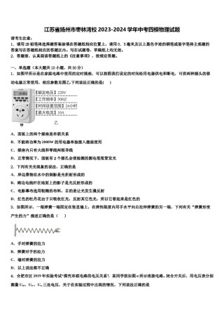 江苏省扬州市枣林湾校2023-2024学年中考四模物理试题含解析.doc
