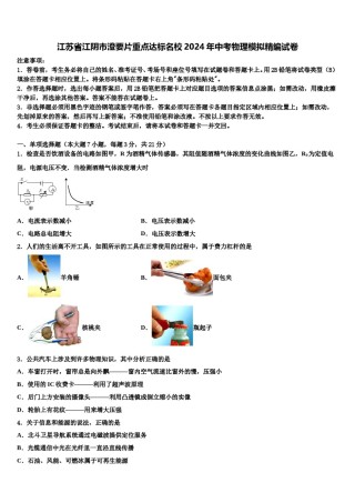 江苏省江阴市澄要片重点达标名校2024年中考物理模拟精编试卷含解析.doc