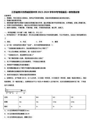 江苏省泰兴市西城初级中学2023-2024学年中考考前最后一卷物理试卷含解析.doc