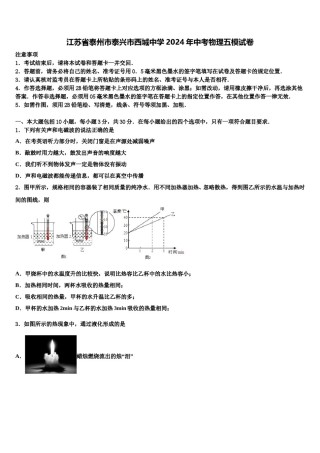 江苏省泰州市泰兴市西城中学2024年中考物理五模试卷含解析.doc