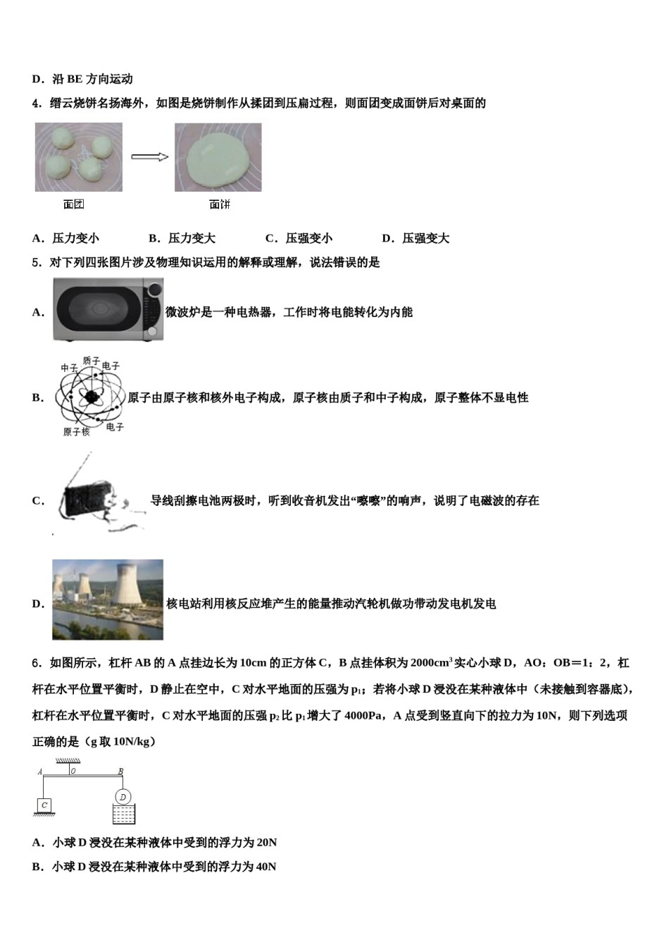 江苏省泰州白马中学2024届中考四模物理试题含解析.doc_第2页
