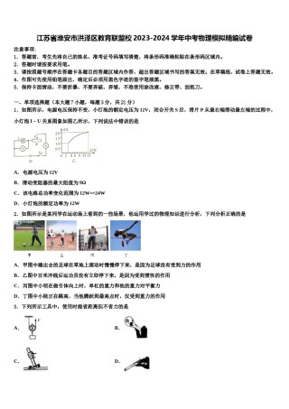 江苏省淮安市洪泽区教育联盟校2023-2024学年中考物理模拟精编试卷含解析.doc