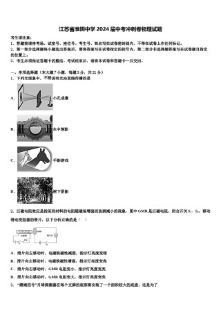 江苏省淮阴中学2024届中考冲刺卷物理试题含解析.doc