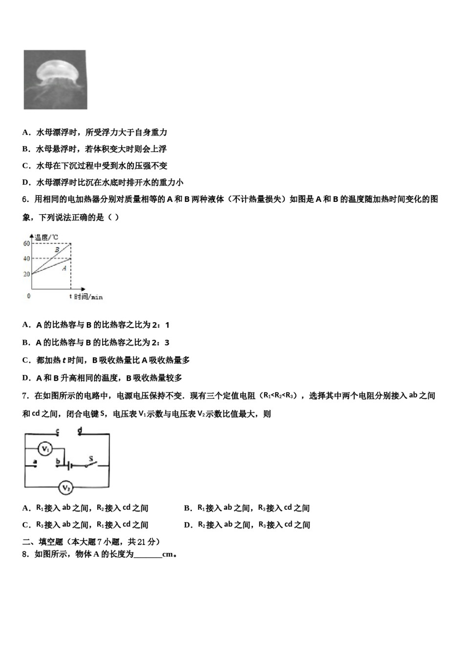 江苏省盐城市大丰区城东实验2024年中考物理最后冲刺模拟试卷含解析.doc_第2页