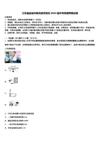 江苏省盐城市毓龙路实验校2024届中考物理押题试卷含解析.doc