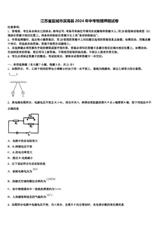 江苏省盐城市滨海县2024年中考物理押题试卷含解析.doc