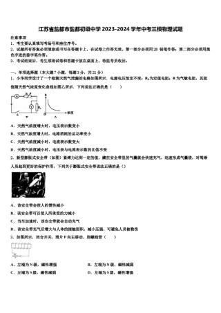 江苏省盐都市盐都初级中学2023-2024学年中考三模物理试题含解析.doc