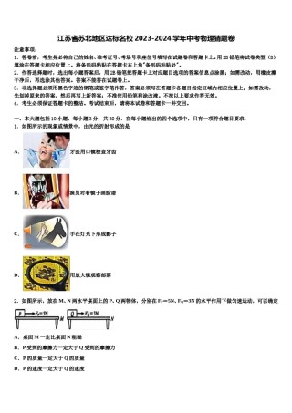 江苏省苏北地区达标名校2023-2024学年中考物理猜题卷含解析.doc