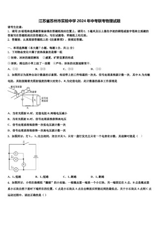 江苏省苏州市实验中学2024年中考联考物理试题含解析.doc