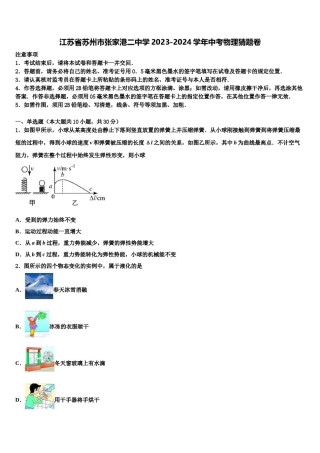 江苏省苏州市张家港二中学2023-2024学年中考物理猜题卷含解析.doc