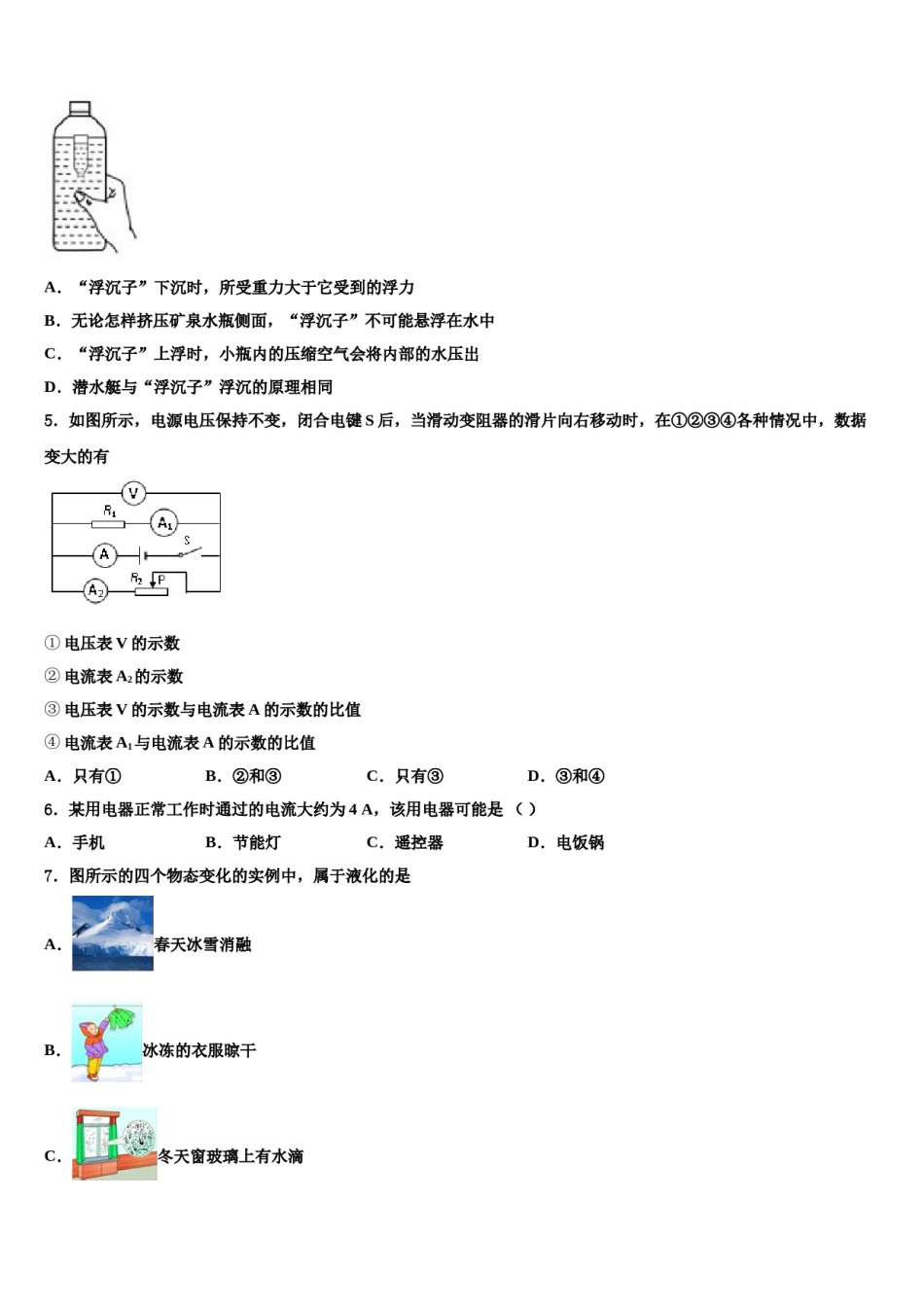 江苏省苏州市张家港第一中学2024年中考物理模拟精编试卷含解析.doc_第2页