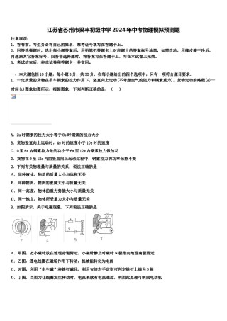 江苏省苏州市梁丰初级中学2024年中考物理模拟预测题含解析.doc