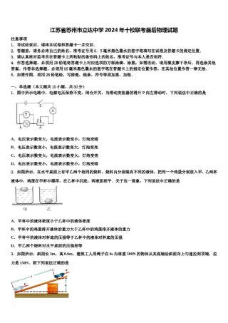 江苏省苏州市立达中学2024年十校联考最后物理试题含解析.doc