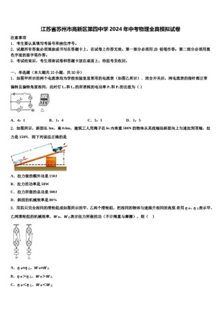 江苏省苏州市高新区第四中学2024年中考物理全真模拟试卷含解析.doc