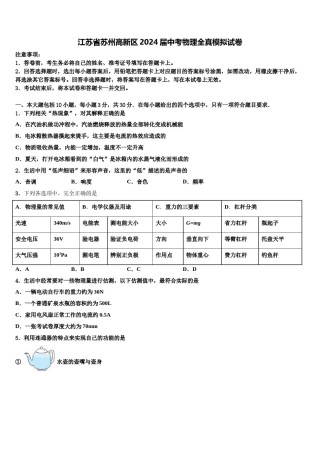 江苏省苏州高新区2024届中考物理全真模拟试卷含解析.doc
