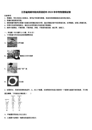 江苏省高邮市阳光双语初中2024年中考物理模试卷含解析.doc
