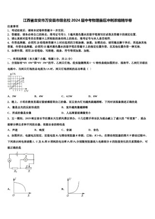 江西省吉安市万安县市级名校2024届中考物理最后冲刺浓缩精华卷含解析.doc