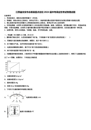 江西省吉安市永新县重点名校2024届中考适应性考试物理试题含解析.doc