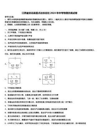 江西省安远县重点达标名校2024年中考物理仿真试卷含解析.doc