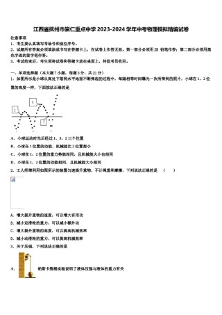 江西省抚州市崇仁重点中学2023-2024学年中考物理模拟精编试卷含解析.doc