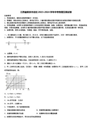 江西省新余市名校2023-2024学年中考物理五模试卷含解析.doc