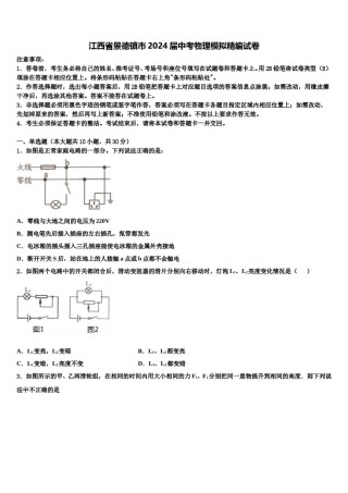江西省景德镇市2024届中考物理模拟精编试卷含解析.doc