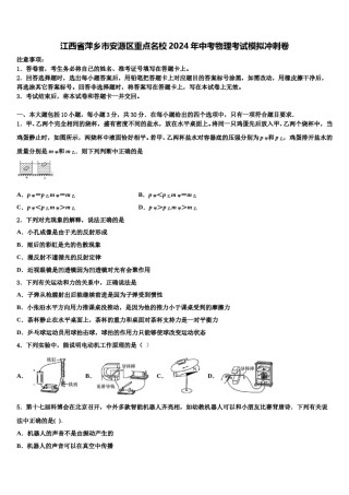 江西省萍乡市安源区重点名校2024年中考物理考试模拟冲刺卷含解析.doc
