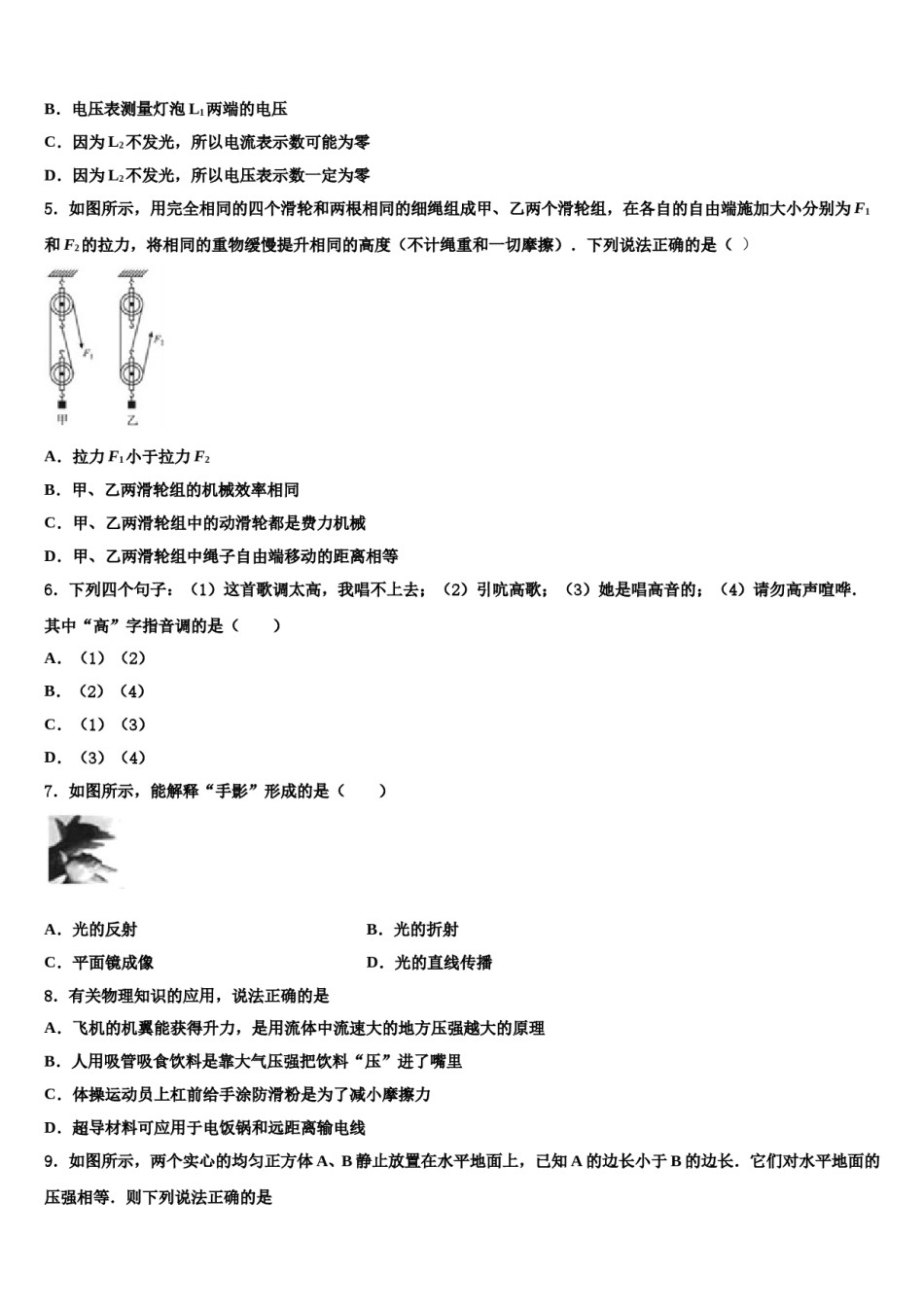 江西省贵溪市2024年初中物理毕业考试模拟冲刺卷含解析.doc_第2页