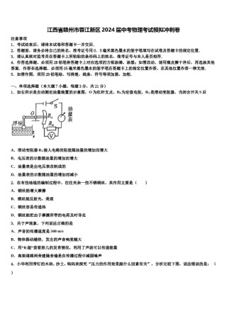 江西省赣州市蓉江新区2024届中考物理考试模拟冲刺卷含解析.doc