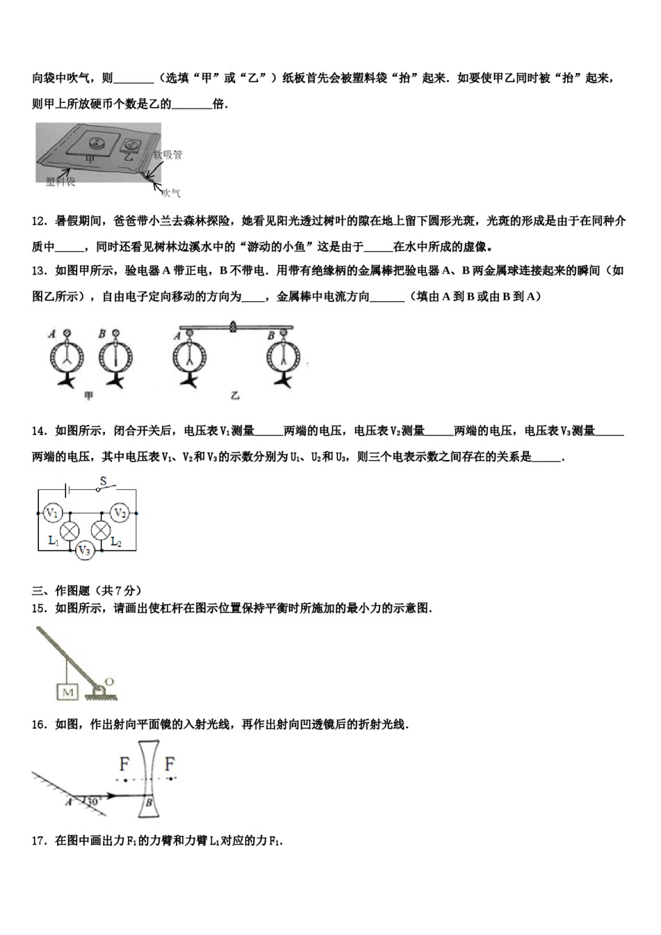 江西省高安中学2024年中考一模物理试题含解析.doc_第3页