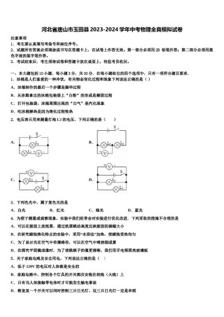 河北省唐山市玉田县2023-2024学年中考物理全真模拟试卷含解析.doc