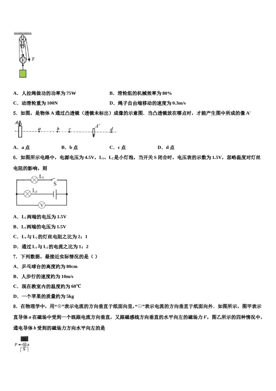 河北省廊坊市广阳区达标名校2024届毕业升学考试模拟卷物理卷含解析.doc_第2页
