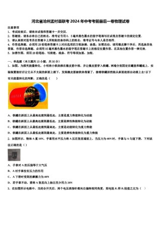 河北省沧州孟村县联考2024年中考考前最后一卷物理试卷含解析.doc