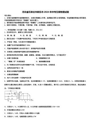 河北省石家庄市新乐市2024年中考五模物理试题含解析.doc