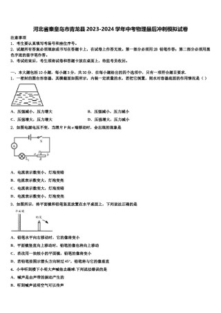 河北省秦皇岛市青龙县2023-2024学年中考物理最后冲刺模拟试卷含解析.doc