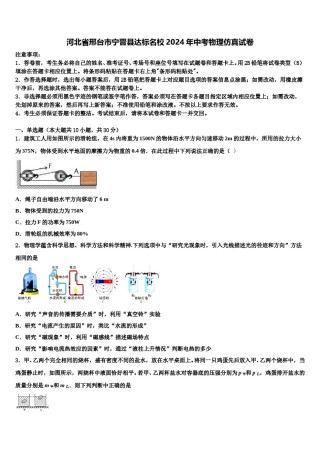 河北省邢台市宁晋县达标名校2024年中考物理仿真试卷含解析.doc