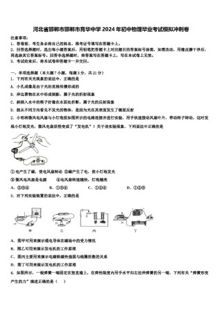 河北省邯郸市邯郸市育华中学2024年初中物理毕业考试模拟冲刺卷含解析.doc