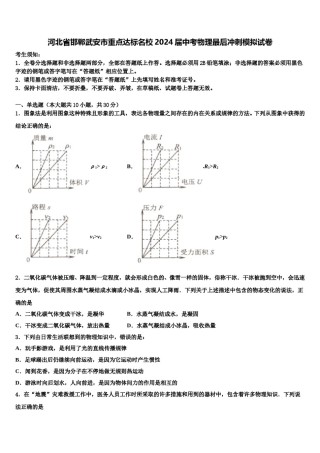 河北省邯郸武安市重点达标名校2024届中考物理最后冲刺模拟试卷含解析.doc