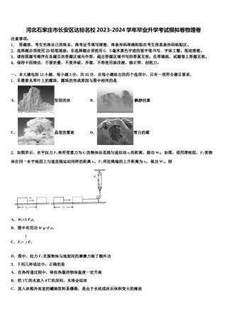 河北石家庄市长安区达标名校2023-2024学年毕业升学考试模拟卷物理卷含解析.doc