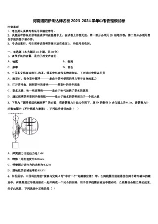 河南洛阳伊川达标名校2023-2024学年中考物理模试卷含解析.doc