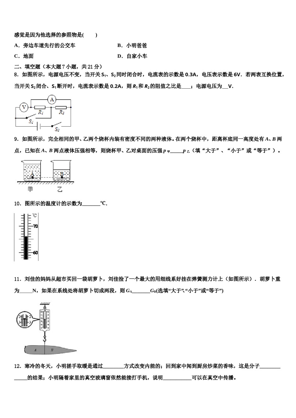 河南省三门峡市重点达标名校2023-2024学年中考试题猜想物理试卷含解析.doc_第3页