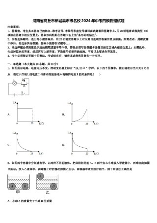 河南省商丘市柘城县市级名校2024年中考四模物理试题含解析.doc