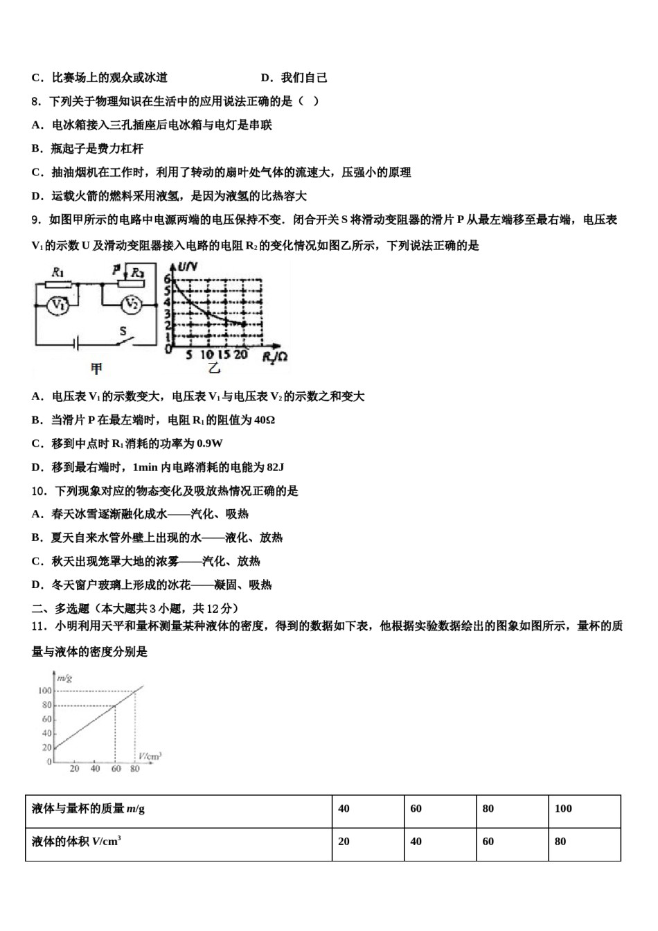 河南省商丘梁园区六校联考2024届中考物理模拟预测题含解析.doc_第3页