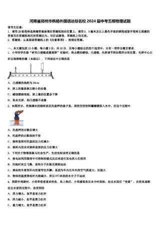 河南省郑州市枫杨外国语达标名校2024届中考五模物理试题含解析.doc