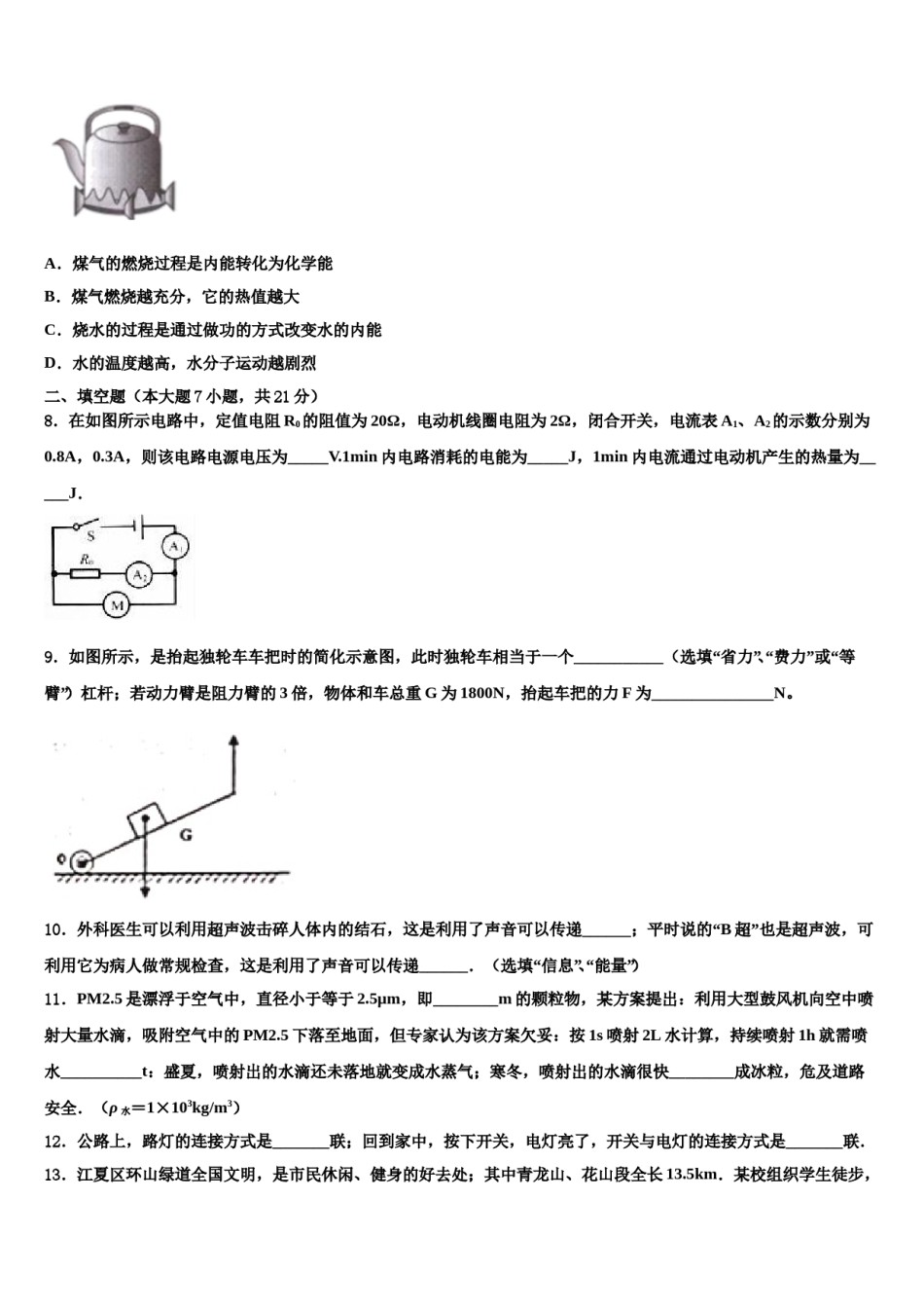 河南省郑州市郑东新区实验校2024届中考五模物理试题含解析.doc_第3页