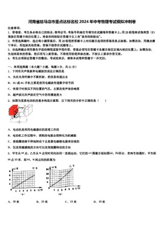 河南省驻马店市重点达标名校2024年中考物理考试模拟冲刺卷含解析.doc