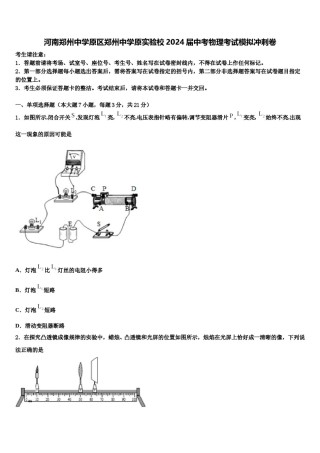 河南郑州中学原区郑州中学原实验校2024届中考物理考试模拟冲刺卷含解析.doc