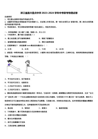 浙江省嘉兴重点中学2023-2024学年中考联考物理试卷含解析.doc
